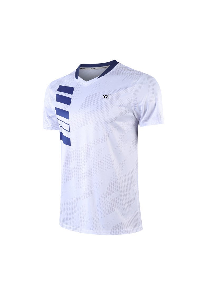 Generic Hot Selling Badminton Suit Mens and Womens Short Sleeve Top Badminton Training Suit Quick-drying Breathable Badminton 5117 Male 5117A White Top