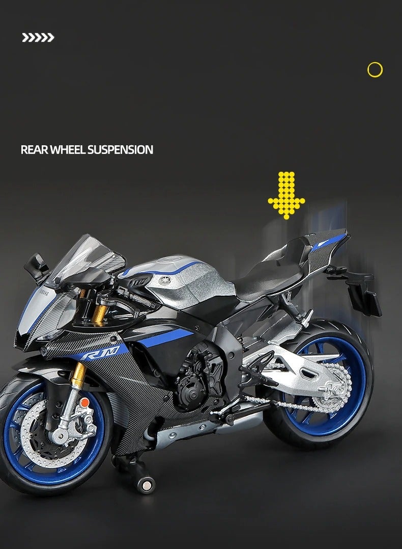 AROAQ YZF R1M Motorcycle Model Toy, 1/12 Scale Diecast Simulation Model Bike, Durable and Realistic Collector Motorcycle Replica, Motor Cycle Collection Decoration Toy For Boys, (Blue) - Image 3