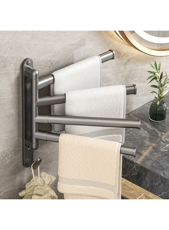 4 Arms Swivel Towel Rack Towel Bar Folding Bathroom Towel Hanger Wall Mount, Rustproof Swing Out Towel Holder for Bathroom Kitchen Hotel school, Black  - Image 3
