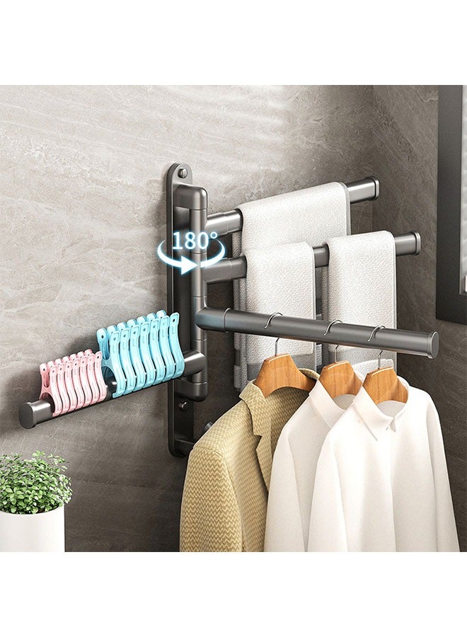 4 Arms Swivel Towel Rack Towel Bar Folding Bathroom Towel Hanger Wall Mount, Rustproof Swing Out Towel Holder for Bathroom Kitchen Hotel school, Black  - Image 2