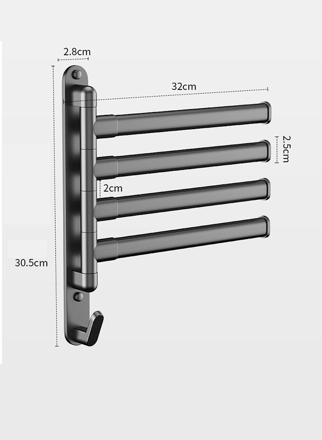 4 Arms Swivel Towel Rack Towel Bar Folding Bathroom Towel Hanger Wall Mount, Rustproof Swing Out Towel Holder for Bathroom Kitchen Hotel school, Black  - Image 5