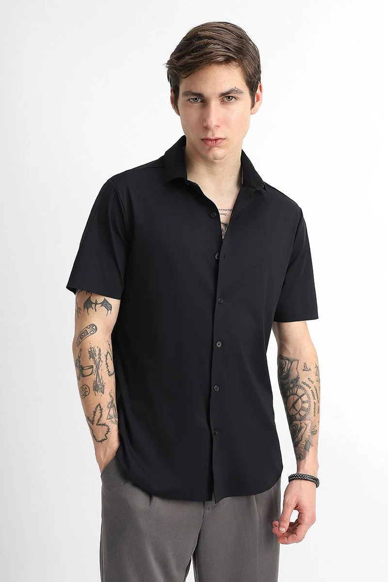 Snitch Black Stitchless Technical Stretch Shirt for Men | Best Price UAE