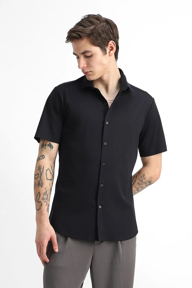 Snitch Black Stitchless Technical Stretch Shirt for Men | Best Price UAE