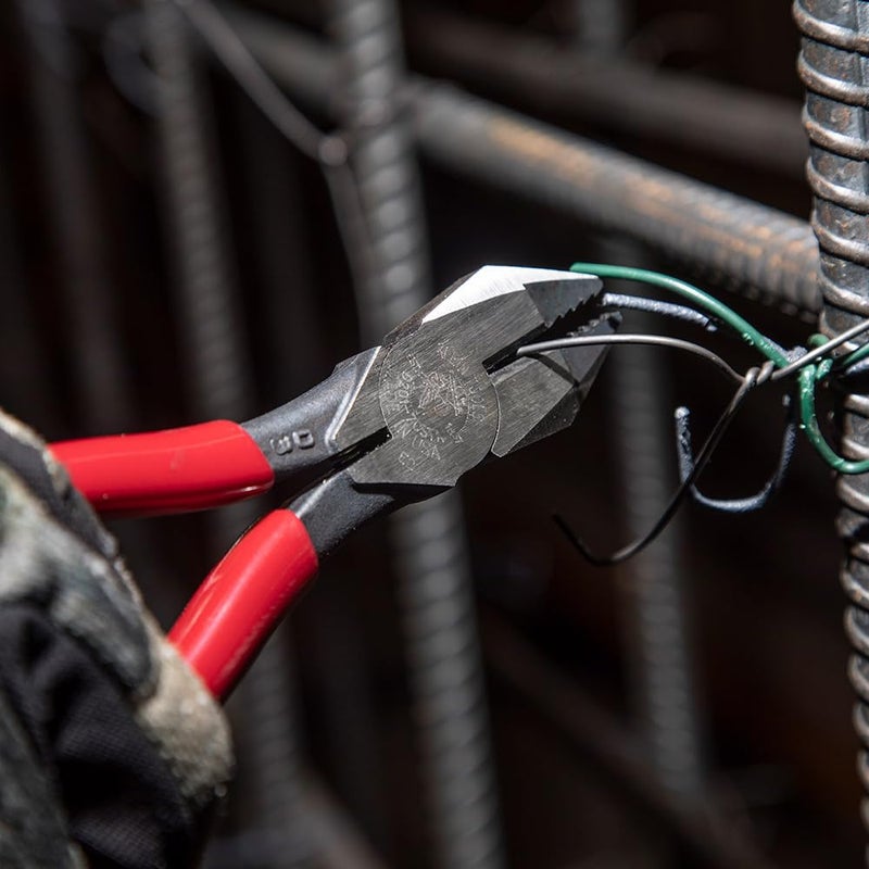 Klein Tools D201-7CSTA Linesman Pliers, Side Cutters with Spring Loaded Action, Ironworker Pliers have Aggressive Knurl and Tempered Handles - Image 5