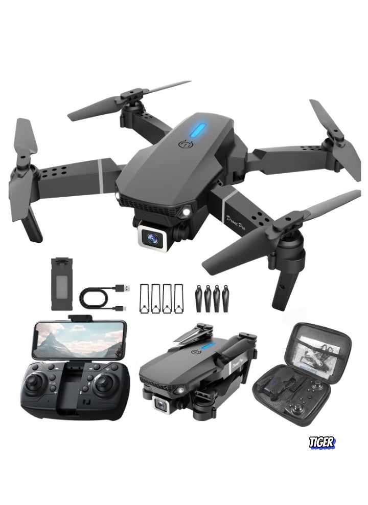 TIGER - E88 4K HD Drone with Single Camera – Foldable Aerial Aircraft for Beginners, 2.4GHz Real-Time Transmission, 360° Roll, Long Battery Life, Headless Mode, Trajectory Flight & One-Key Return - Image 1