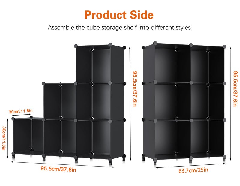 HOMIDEC 6-Cube Storage Organizer, Closet Organizer Storage Cabinet Shelf Bookcase Bookshelf with Metal Hammer, Storage Cubes Organizer Cabinet for Kids, Closet, Bedroom, Bathroom(11.8x11.8x11.8 inch)Black - Image 4