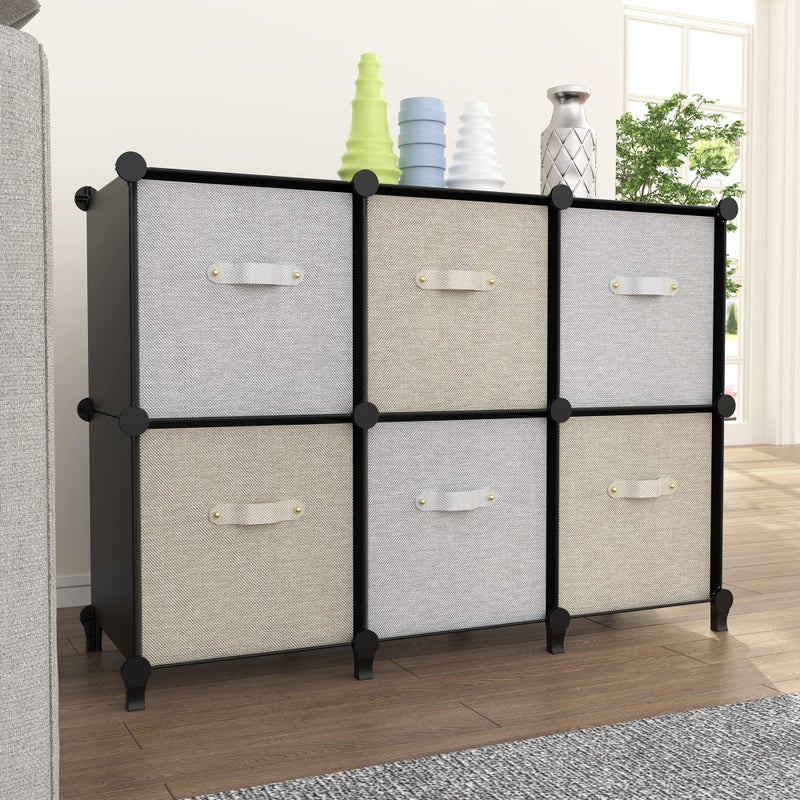 HOMIDEC 6-Cube Storage Organizer, Closet Organizer Storage Cabinet Shelf Bookcase Bookshelf with Metal Hammer, Storage Cubes Organizer Cabinet for Kids, Closet, Bedroom, Bathroom(11.8x11.8x11.8 inch)Black - Image 2