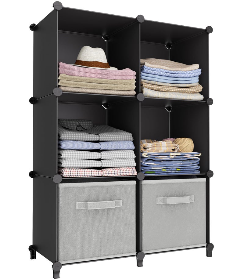 HOMIDEC 6-Cube Storage Organizer, Closet Organizer Storage Cabinet Shelf Bookcase Bookshelf with Metal Hammer, Storage Cubes Organizer Cabinet for Kids, Closet, Bedroom, Bathroom(11.8x11.8x11.8 inch)Black - Image 1