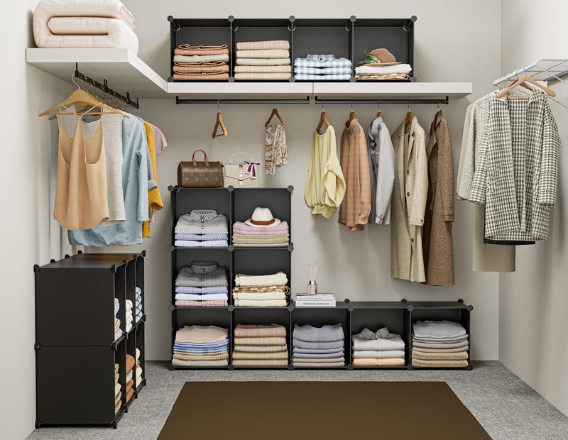 HOMIDEC 6-Cube Storage Organizer, Closet Organizer Storage Cabinet Shelf Bookcase Bookshelf with Metal Hammer, Storage Cubes Organizer Cabinet for Kids, Closet, Bedroom, Bathroom(11.8x11.8x11.8 inch)Black - Image 5