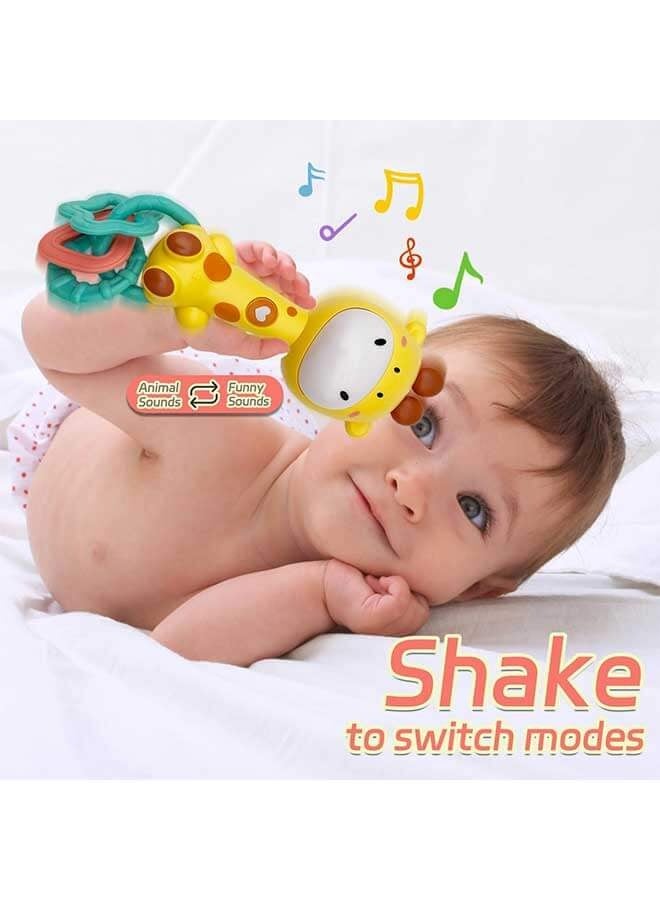 دوكو لعبة موسيقية للرضع، لعبة تسنين للأطفال الرضع من 6-12-18 شهر، ألعاب حسية للأطفال، هدايا للأطفال (زرافة) - Image 4