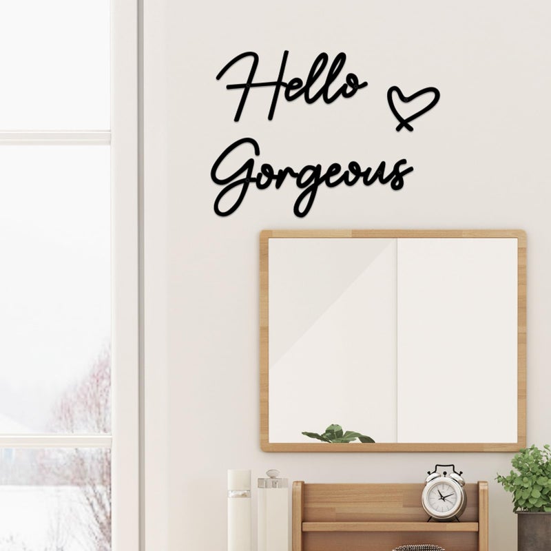 ESTART Hello Gorgeous Metal Wall Art Decor Black Modern Hello Gorgeous Signs Farmhouse Metal Wall Art Hanging Decoration for Home Bathroom Living Room Bedroom Office Hotel Wall Decoration (Black) - Image 5