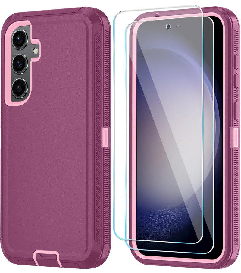 ONOLA Phone Case for Samsung Galaxy S23 FE Case with HD Screen Protector, Heavy Duty Shockproof & Dropproof 3-Layer Cover Phone Case for Galaxy S23 FE 6.4'', WineRedPink - Image 1