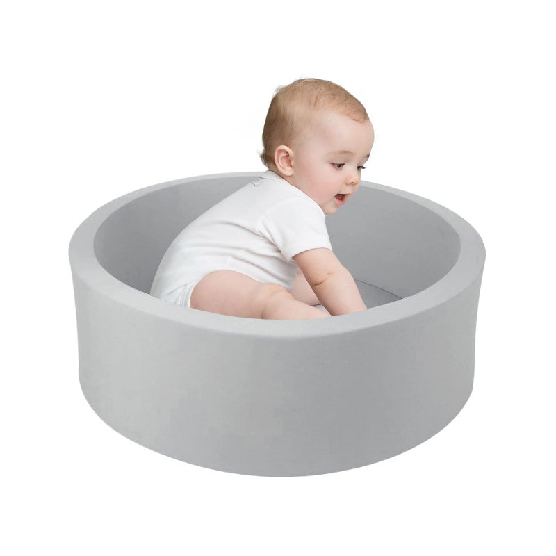 TRENDBOX Small Memory Foam Ball Pit 27 inches Indoor Round Ball Pit NO Balls for Toddler Kids Children 27 inches Light Gray - Image 2