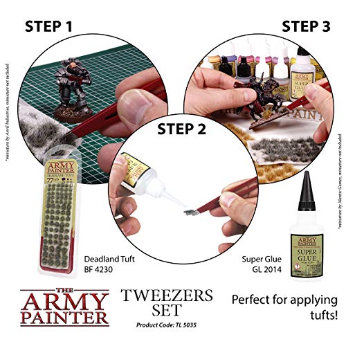 The Army Painter 2-Piece Precision Tweezers, Set of Slant & Pointy Tweezers, Craft Tweezers Precision Fine Point for Assembling Miniatures, Small Crafting Tweezers: 95mm Flat Tip & 103mm Pointy Tip - Image 4