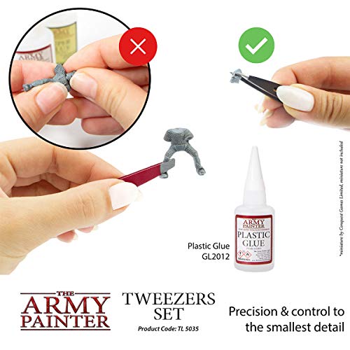 The Army Painter 2-Piece Precision Tweezers, Set of Slant & Pointy Tweezers, Craft Tweezers Precision Fine Point for Assembling Miniatures, Small Crafting Tweezers: 95mm Flat Tip & 103mm Pointy Tip - Image 3