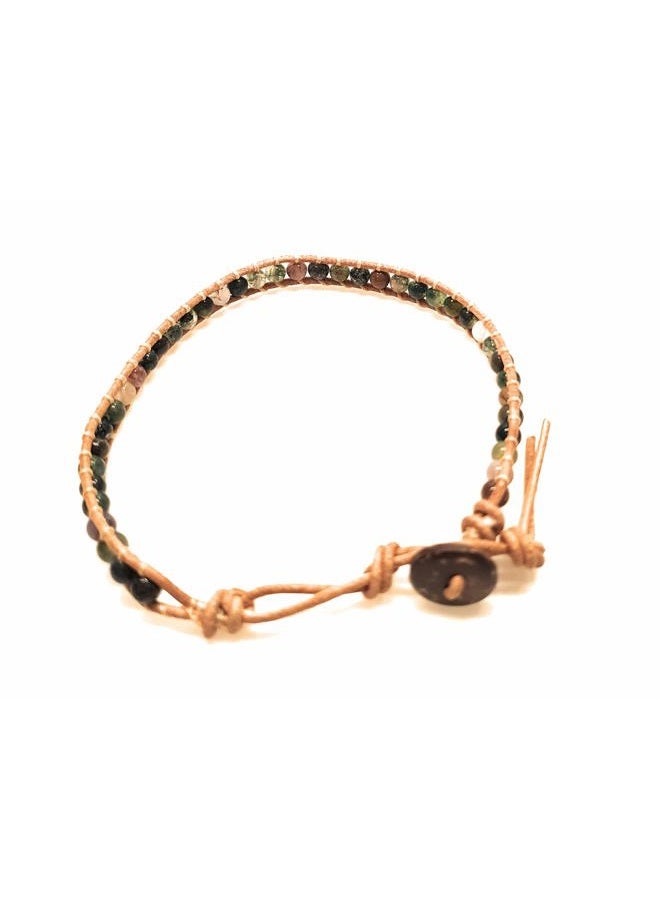88 INFINITYEE888 Infinityee Ankle Bracelet Woven Light Brown Leather Vintage Handmade Hippie Bohemian Gypsy Boho Unisex Anklet for Men, Women, Teen Girls (Jasper stone), 10 inches, Stone - Image 3