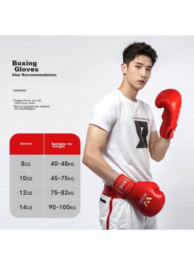 Nine Day Mountain Jiurishan Boxing Gloves, Adult Sanda Martial Arts Professional Gloves, Punching Bag Gloves, Training Equipment, Red, 8oz - Image 2
