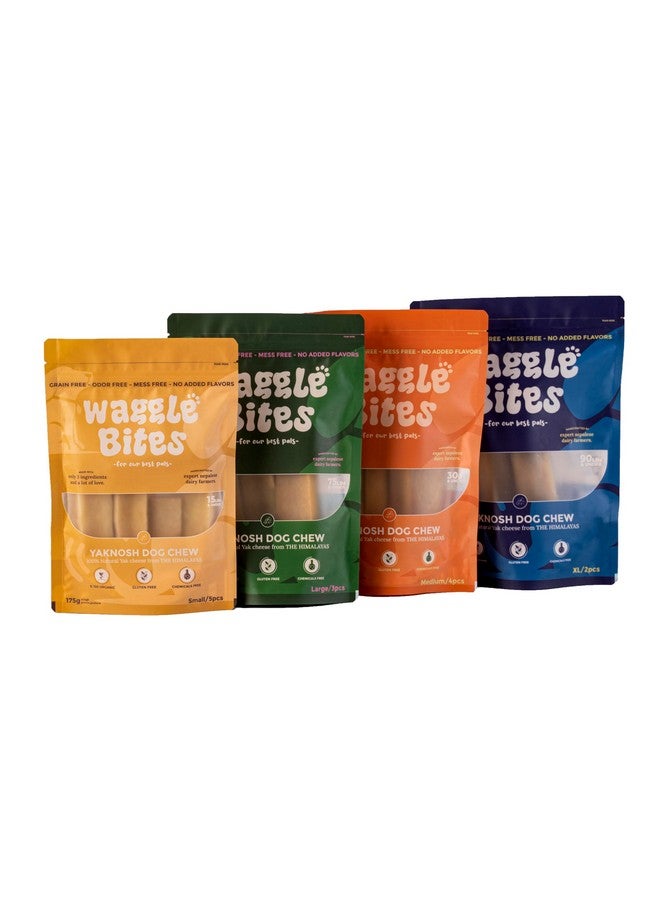 WaggleBites Dog Chew Original Yak Cheese، 100% طبيعي، طويل الأمد، مكافآت صحية وآمنة للكلاب التي يبلغ وزنها 75 رطلاً وأقل، 3 قطع [كبير] - 10 أونصة - Image 3