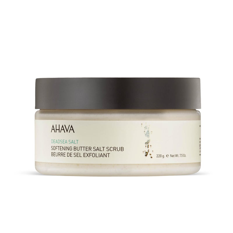 AHAVA Dead Sea Salt Softening Butter Salt Scrub  Rich Buttery Body Scrub for Smooth Radiant Skin Energizes Sensation for Body  Mind with exclusive Osmoter Jojoba  Coconut Oil 75 FlOz