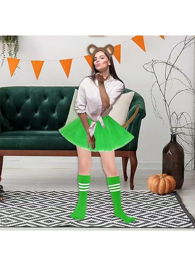 Yolyoo 11 piece chipmunk costume set includes chipmunk ears, headband, tail tutu, black round glasses and knee socks and a hat for teens adult Halloween party animal costume accessories - Image 4