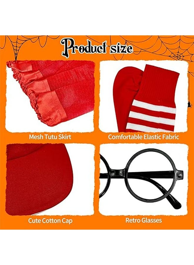 Yolyoo 11 piece chipmunk costume set includes chipmunk ears, headband, tail tutu, black round glasses and knee socks and a hat for teens adult Halloween party animal costume accessories - Image 3