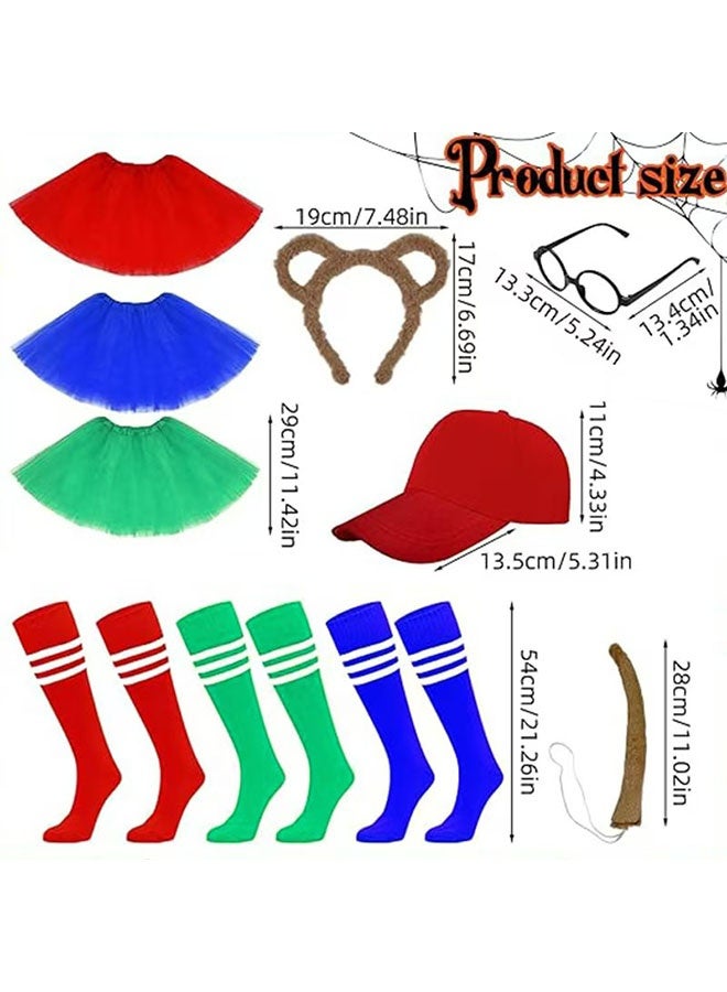 Yolyoo 11 piece chipmunk costume set includes chipmunk ears, headband, tail tutu, black round glasses and knee socks and a hat for teens adult Halloween party animal costume accessories - Image 2