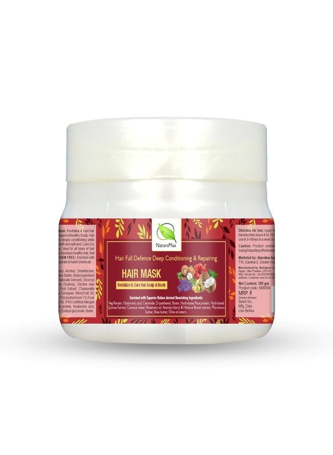 NATUREMAX قناع ناتشر ماكس المضاد لتساقط الشعر مع إكليل الجبل وزهرة الكركديه - 300 مل | تحكم في تساقط الشعر 10 أضعاف مع أفضل 10 مكونات فعالة للشعر | إصلاح فروة الرأس مع الكيتين والبيوتين والسيراميد للشعر الجاف والتالف والمجعد | حمض الهيالورونيك يتحكم في فقدان الرطوبة لمدة تصل إلى 72 ساعة ويمنح الشعر نعومة حريرية | خالٍ من الكبريتات والبارابين والسموم | تم اختباره من قبل أطباء الجلدية - Image 1