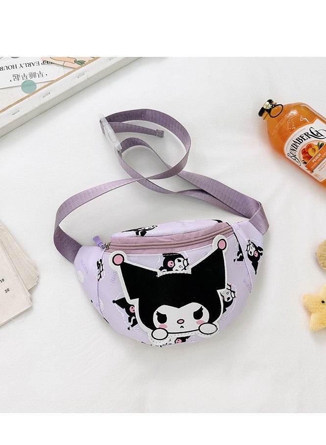 Sanrio Kuromi Pattern Kids' Breathable Anti-Theft Crossbody Bag - Lightweight Cartoon Print Sport Chest Bag, Mini Waist Pack for School Students - Image 1