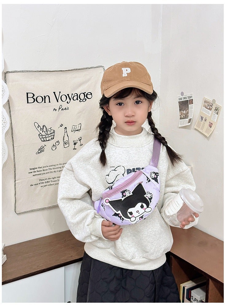 Sanrio Kuromi Pattern Kids' Breathable Anti-Theft Crossbody Bag - Lightweight Cartoon Print Sport Chest Bag, Mini Waist Pack for School Students - Image 2