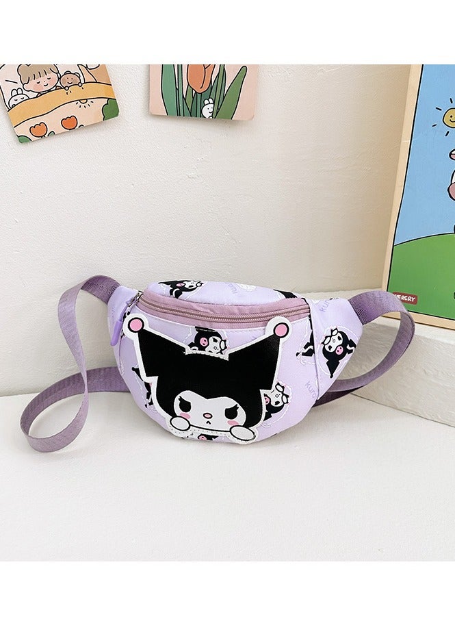 Sanrio Kuromi Pattern Kids' Breathable Anti-Theft Crossbody Bag - Lightweight Cartoon Print Sport Chest Bag, Mini Waist Pack for School Students - Image 5