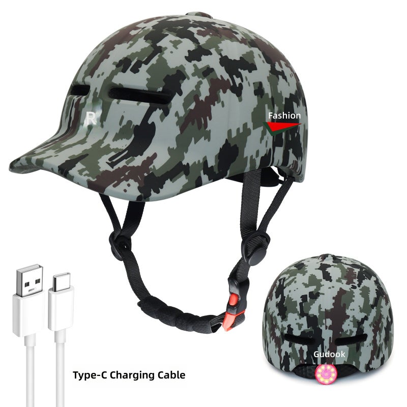 In-Mold Urban Bike Helmet – One-Piece Molded Lightweight Casual Cycling Helmet with Baseball Brim, Ventilated EPS Foam for E-Bike, Scooter, Skateboarding & Roller  Skating