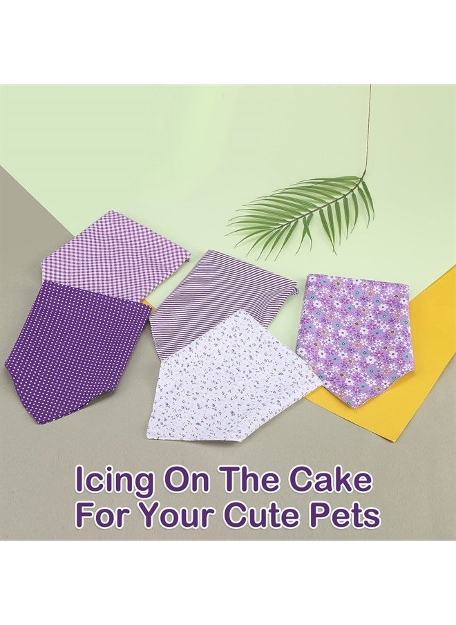 PAWCHIE Dog Bandanas Pet Scarves for Girl Boy - 5 Pack Reversible Kerchief Triangle Bibs Decoration Accessories, Floral Dog Bandana, Adjustable Soft Cute Square Bandana for Small Dogs Cats Pets  - Image 5