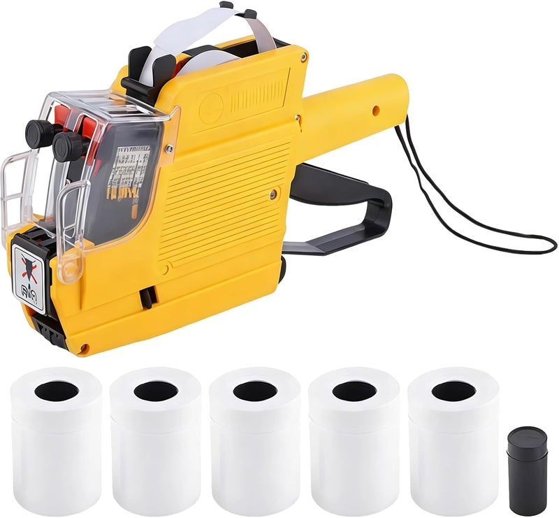 Mx-6600 Label Tag Machine Kit, 2 Line 20 Bit Label Sticker Machine with 5 Label Rolls and 1 Ink Roller, Smooth Printing, Easy to Use Label Maker for Retail, Blue - Image 1