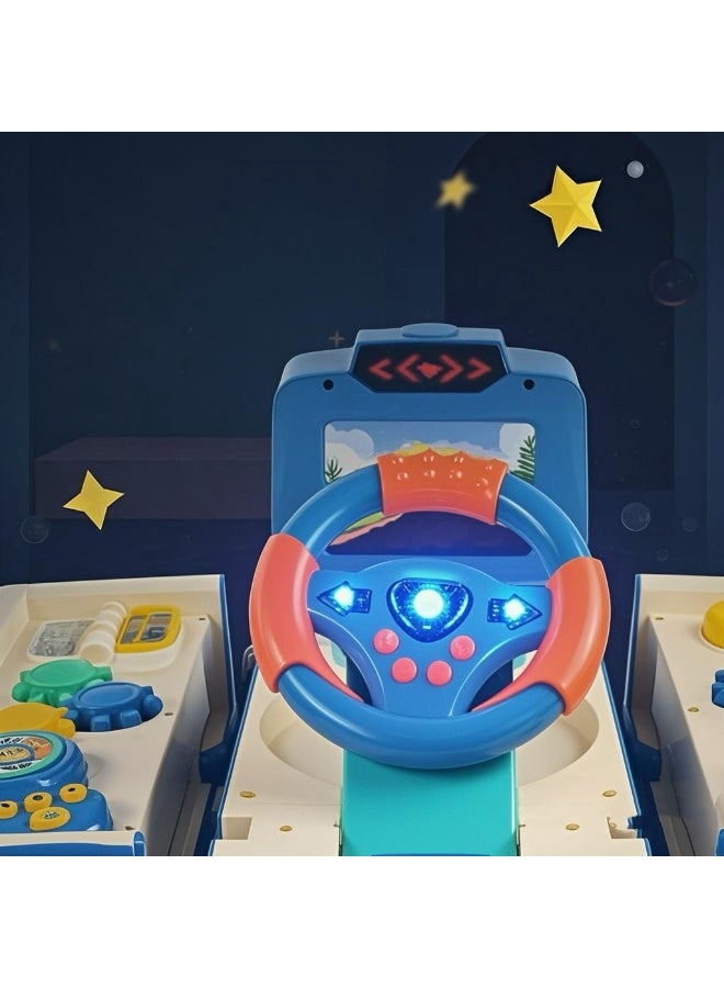 School Bus Toy with Sound and Light Simulation Steering Wheel Gear Toy Musical School Bus Toy for Toddler, Educational Bus Driving Toy Multifunction Preschool Gift Children Boy Girl Toy  - Image 2