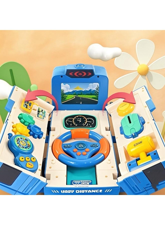 School Bus Toy with Sound and Light Simulation Steering Wheel Gear Toy Musical School Bus Toy for Toddler, Educational Bus Driving Toy Multifunction Preschool Gift Children Boy Girl Toy  - Image 4