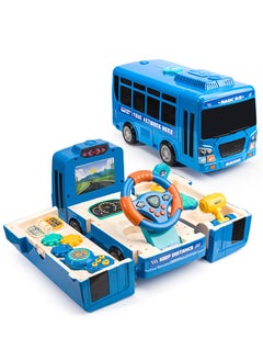 Generic School Bus Toy with Sound and Light Simulation Steering Wheel Gear Toy Musical School Bus Toy for Toddler, Educational Bus Driving Toy Multifunction Preschool Gift Children Boy Girl Toy 