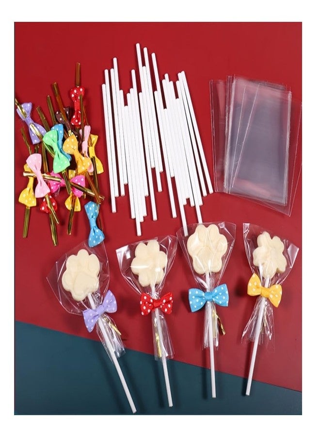 Dodxiaobeul 200 Set 6 Inch Cake Pop Sticks and Cake Pop Bags with Ties, Set Including Lolipop Sticks,Cellophane Candy Bags and Color Twist Ties,For Wedding Party Birthday CandiesLollipops Gift - Image 4