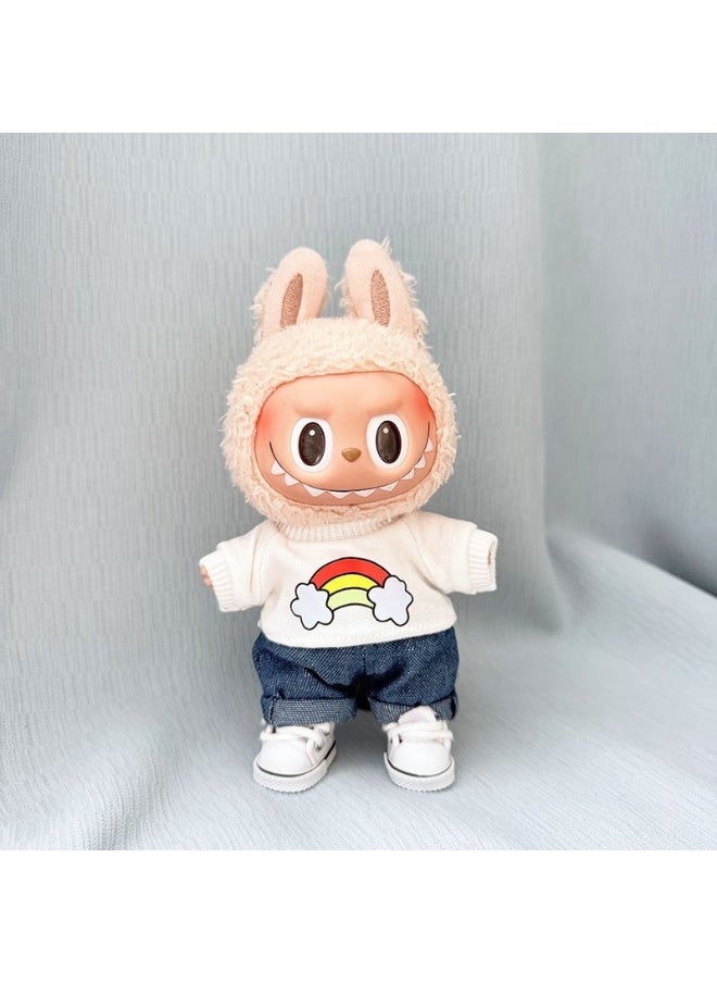 LABUBU - 17cm Rabubbu Plush Outfit Charm - Simple Sakura Set Keychain (Outfit Only) - Image 1