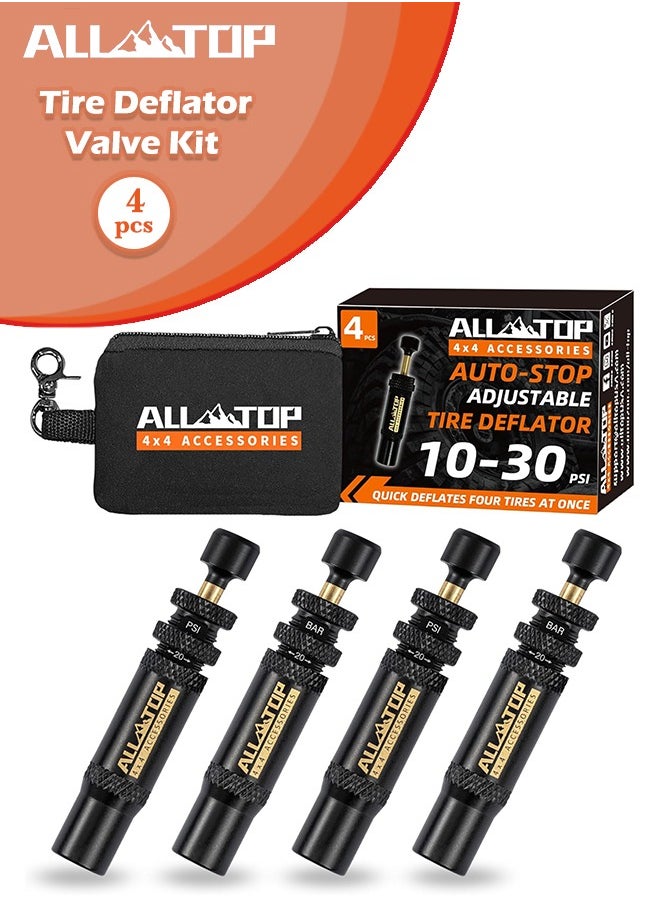 AllTopBargains Adjustable Auto-Stop Tire Deflator Valve Kit (10-30 PSI), Screw-on Tire Air Down Tool for Off-road 4x4 Vehicles, Compatible with Jeep, Car, Motorcycle and Truck  - Image 1