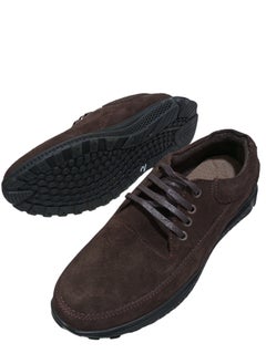 Meto Brown suede casual shoe with genuine leather lace-up and black toe sole  - Image 3