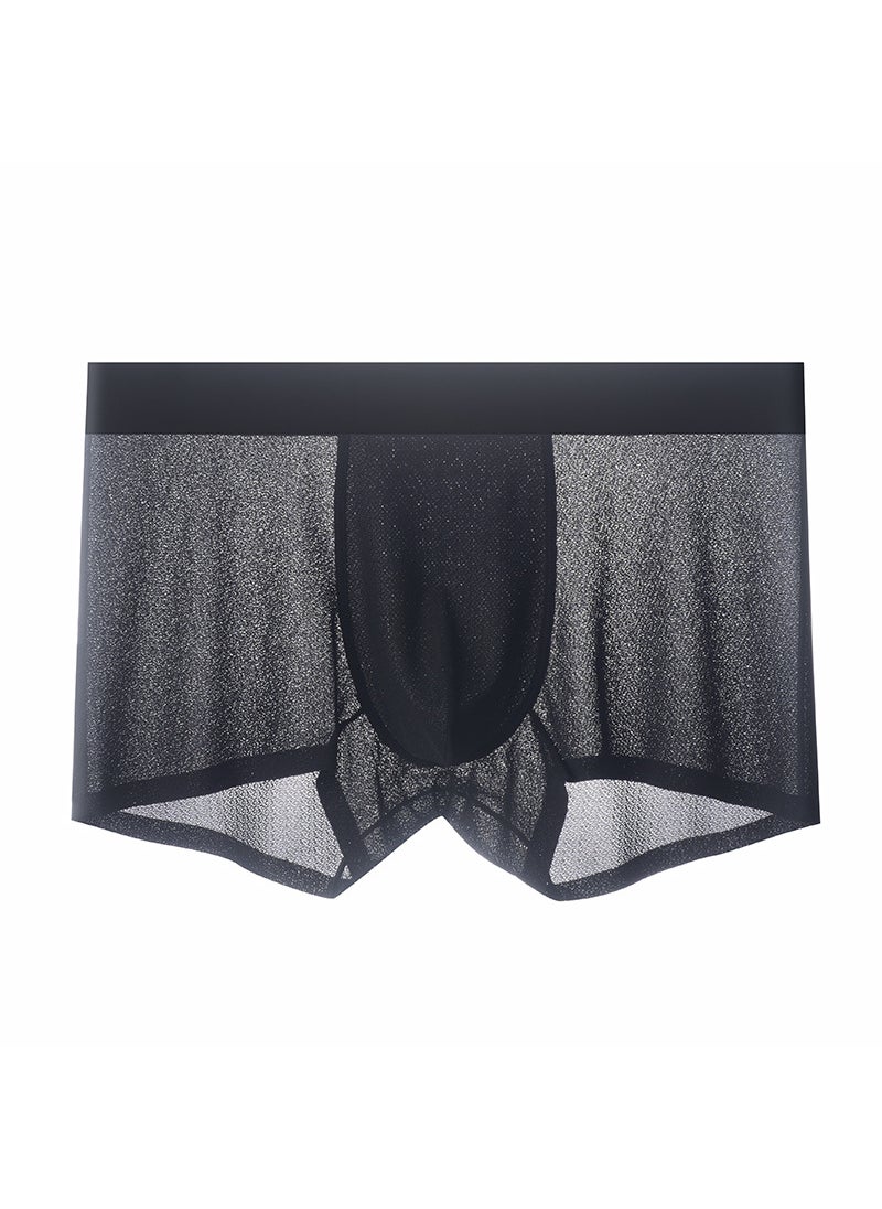 Generic Summer New Mens Ice Silk Underpants Thin Breathable Mid-waist Boxer Shorts Antibacterial Seamless Boxer Shorts Head Modern Gray  - Image 2