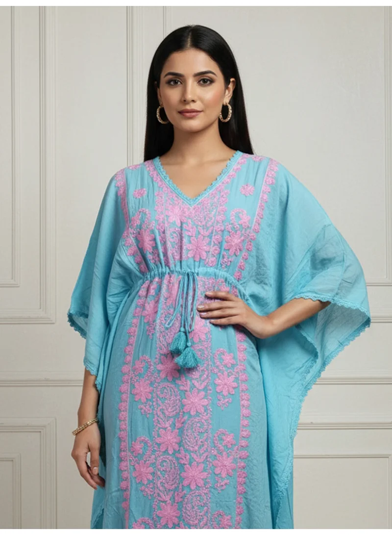Alaya Hand Embroidered Chikankari Rayon Kaftan-AL3475