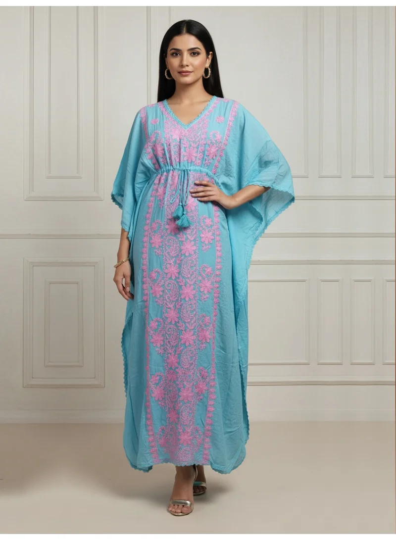 Alaya Hand Embroidered Chikankari Rayon Kaftan-AL3475