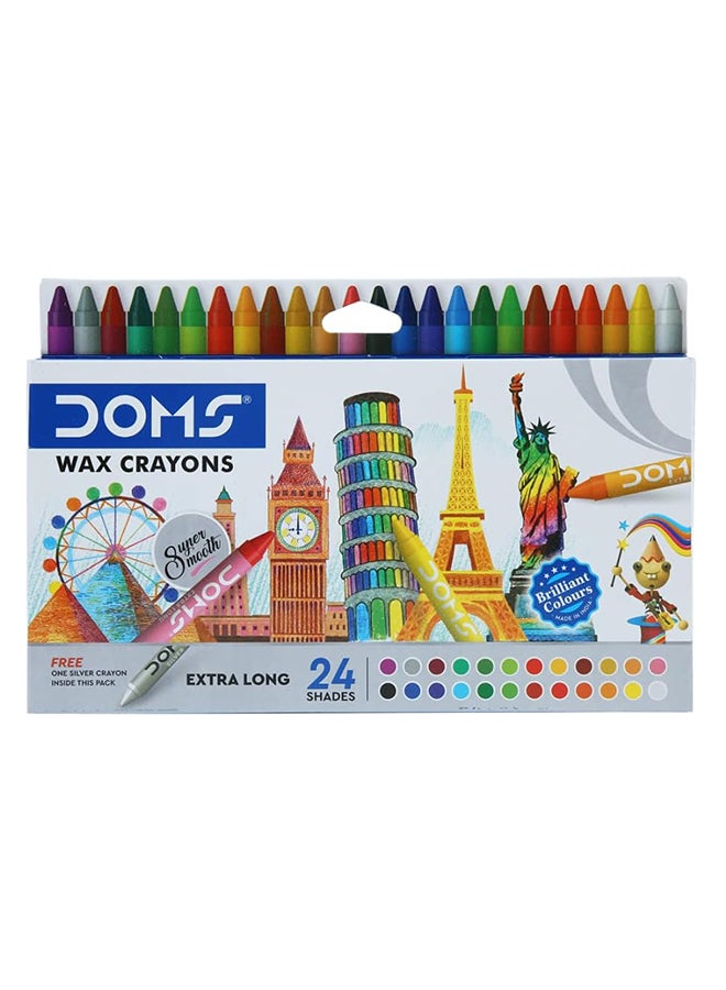 DOMS أقلام شمع دومز الطويلة جداً 24 لوناً - Image 1