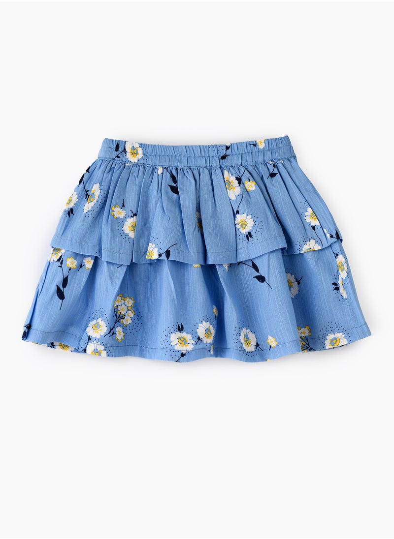 Jelliene Girls' Blue Floral Print Skirt  - Image 2