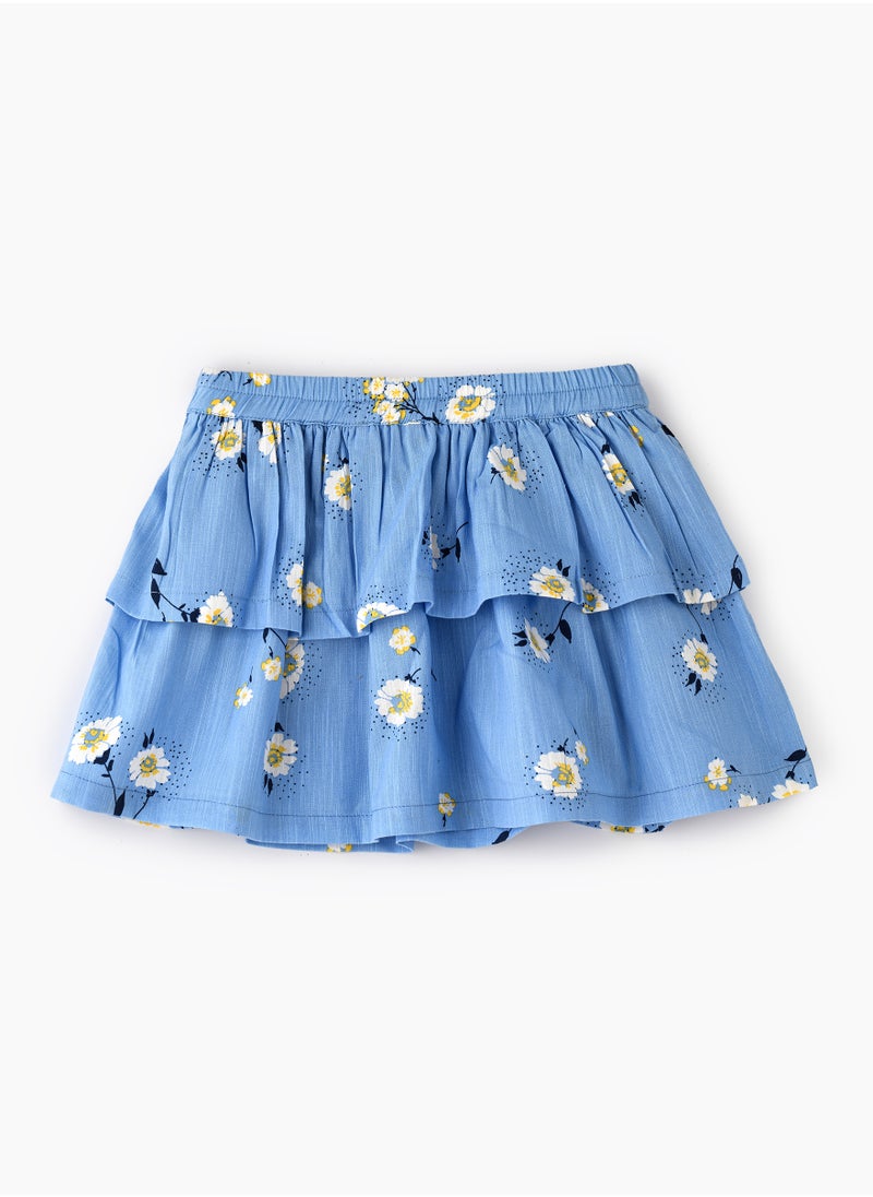 Jelliene Girls' Blue Floral Print Skirt  - Image 1