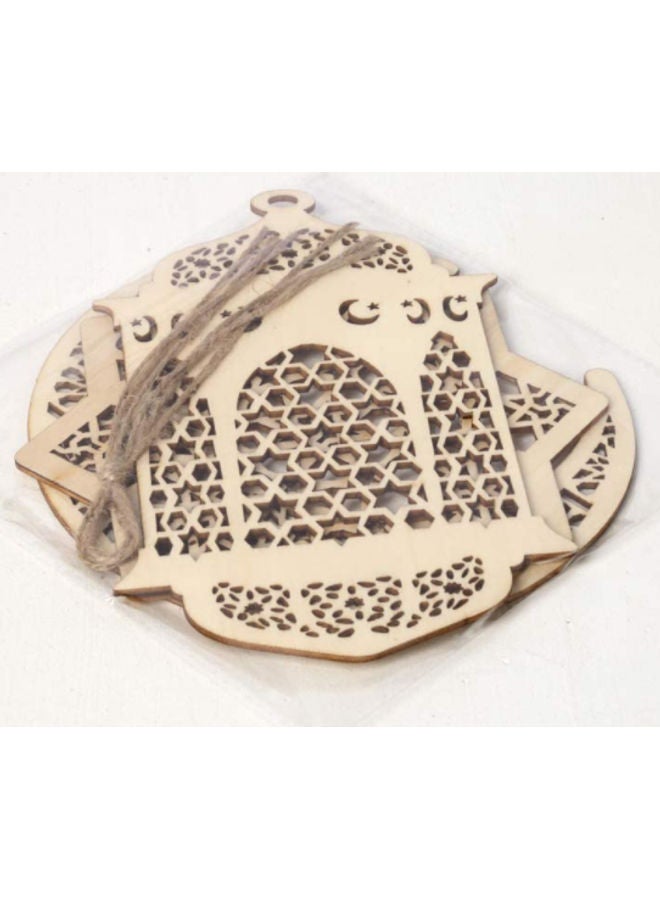 نيبمينينت طقم لفوانيس مياويينا من الخشب بتصميم مجوف للتعليق مكون 3 قطع ذهبي وردي 7x5x2سم - Image 1