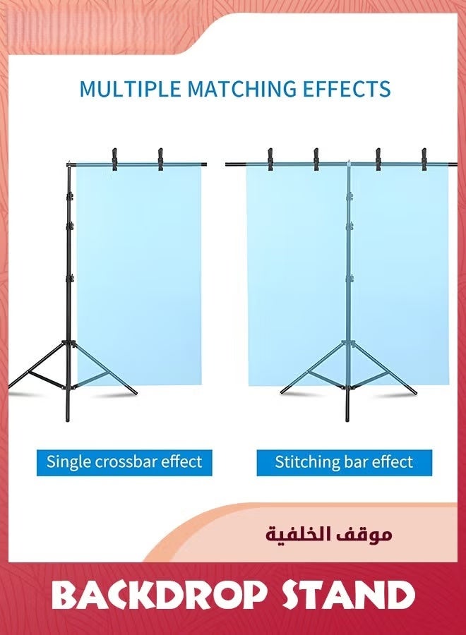 EETU Backdrop Support Stand,T-Shape 1M Wide 2M Tall,Background Support Stand System With Carry Bag And 2 Clamps For Background,Photo And Video Studio - Image 3