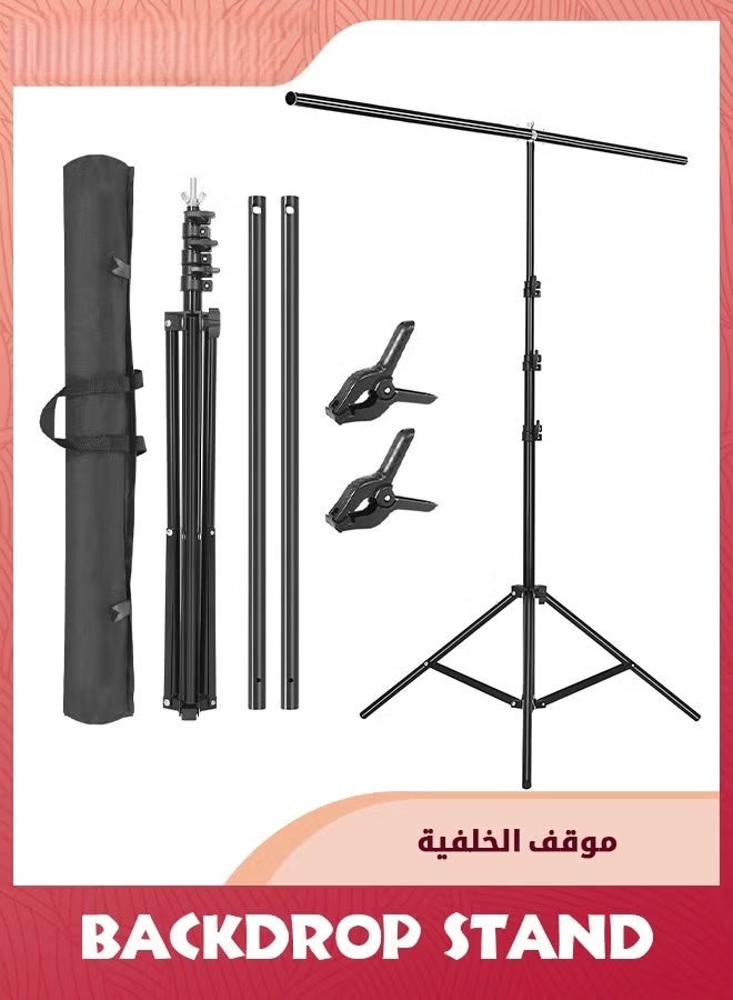 EETU Backdrop Support Stand,T-Shape 1M Wide 2M Tall,Background Support Stand System With Carry Bag And 2 Clamps For Background,Photo And Video Studio - Image 1