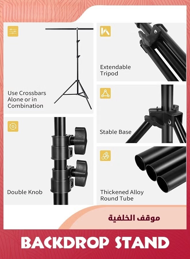 EETU Backdrop Support Stand,T-Shape 1M Wide 2M Tall,Background Support Stand System With Carry Bag And 2 Clamps For Background,Photo And Video Studio - Image 4